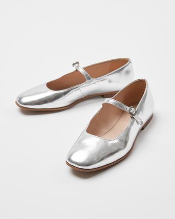 Mirror Mary Jane Silver Shoes | Oliver Bonas US