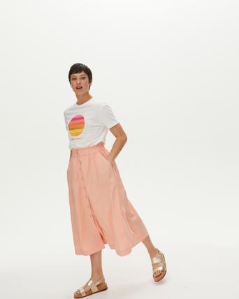 button linen skirt