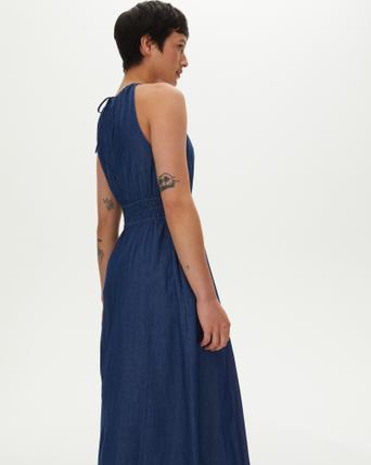 Denim Blue Gathered Waist \u0026 Halterneck 
