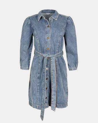 Denim Blue Mini Shirt Dress | Oliver Bonas