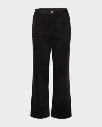 Corduroy Black Wide Leg Trousers 