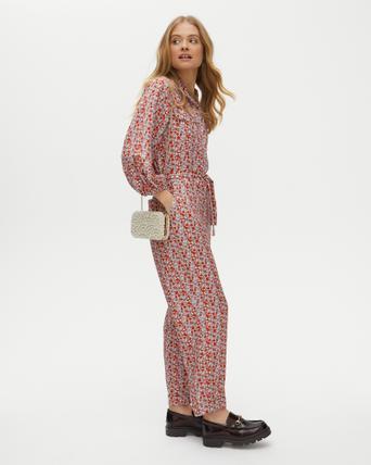 Ditsy Floral Print Red Jumpsuit 
