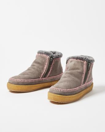 Laidback London Setsu Crochet Gray Suede Ankle Boots | Oliver Bonas US