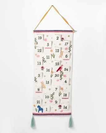 Reusable Embroidered White Fabric Advent Calendar | Oliver Bonas