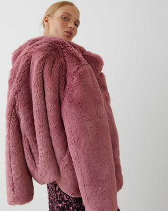 Rose Pink Faux Fur Coat | Oliver Bonas