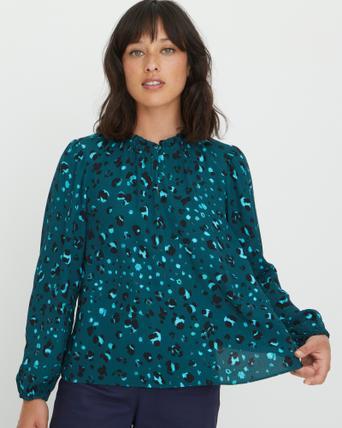 Snow Leopard Print Teal Blue Long 