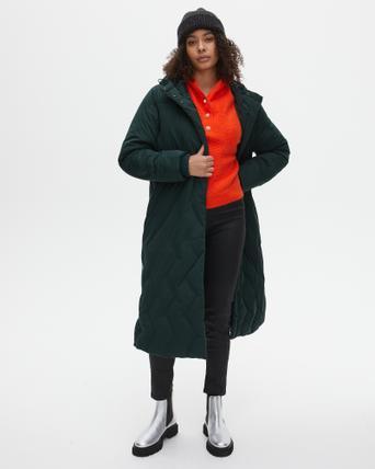 green puff coat
