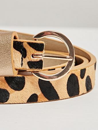 Ceinture Fine Taille Basse – Motif Léopard / Animal – Doré – Taille Unique