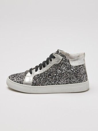Glitter Lace Up High Top Trainers | Oliver Bonas
