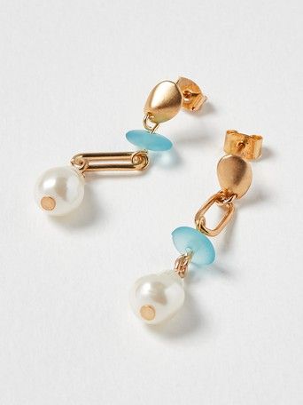 Oliver Bonas Women Midori Coated Loop & Textured Coin Drop Earrings 