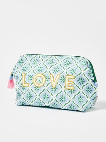 Oliver Bonas Amelie Alphabet Initial Blue Make Up Bag Womens Bags Makeup bags and cosmetic cases 
