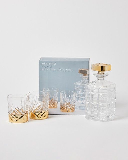 oliverbonas.com | Nomu Gold Glass Decanter & Tumbler Set