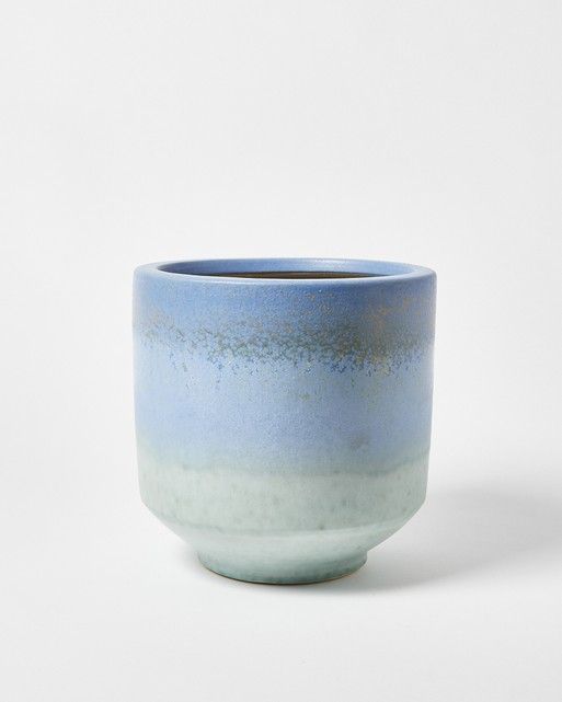 Hardy Glazed Blue Ceramic Plant Pot Large, £34.50, Oliver Bonas
