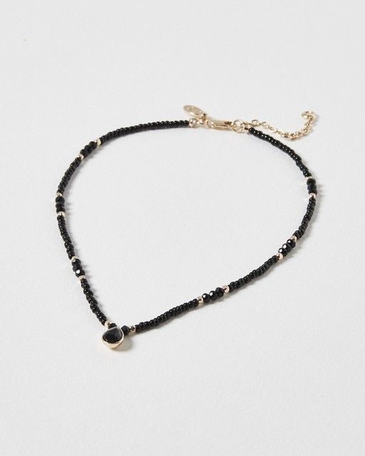 Ayn & By EbruKetenci - Barley Bead Necklace With Gold Detailbeads Silver  Color Porcelain Eye Necklace Shiny Black | hipicon