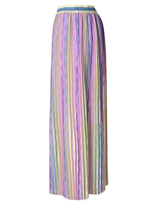 Rainbow Wave Lilac Pleated Midi Skirt | Oliver Bonas