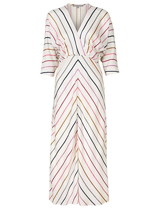 Striped White Midi Dress | Oliver Bonas