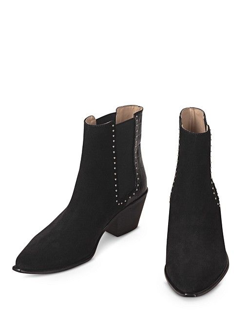 Moc Croc Studded Black Leather Boots | Oliver Bonas