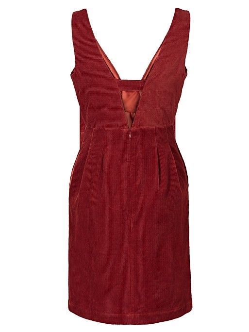 Corduroy Rust Red Mini Pinafore Dress | Oliver Bonas