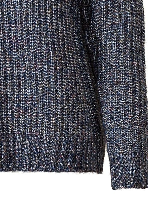Shimmer Ribbed Blue High Neck Knitted Jumper | Oliver Bonas