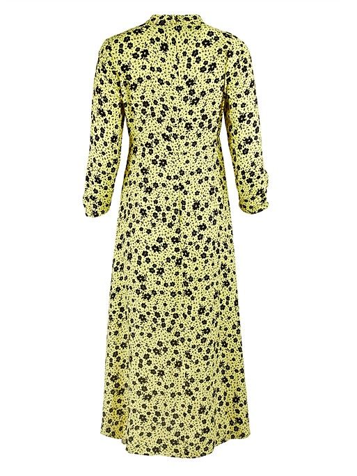 Martha Yellow Floral Print Midi Dress | Oliver Bonas