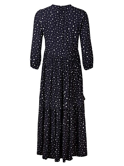 Star Spot Black Tiered Midi Dress | Oliver Bonas