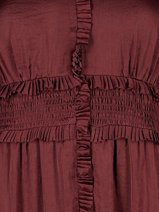 Satin Pleat Red Midi Dress | Oliver Bonas