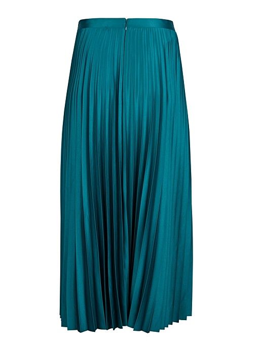 Satin Pleated Green Wrap Midi Skirt | Oliver Bonas