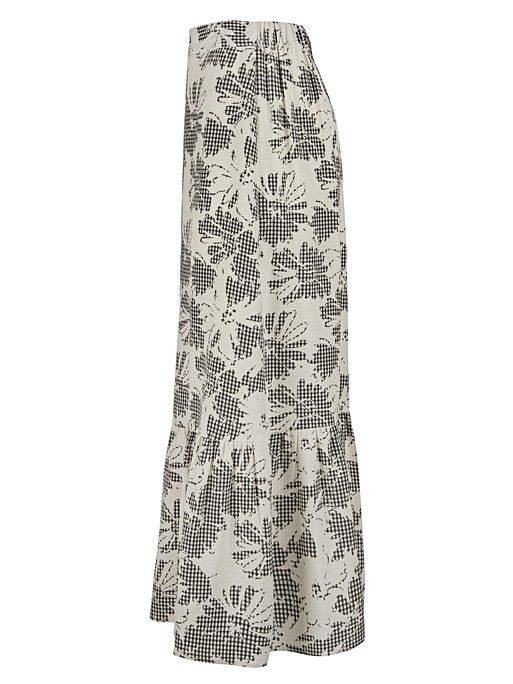 Mono Gingham & Floral Print Midi Skirt | Oliver Bonas