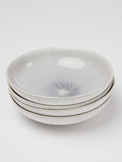 Muana Blue Reactive Glazed Stoneware Pasta Bowls Set of Four Oliver Bonas