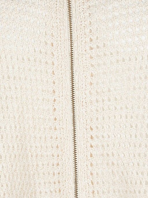 Pointelle White Knitted Bomber Jacket | Oliver Bonas