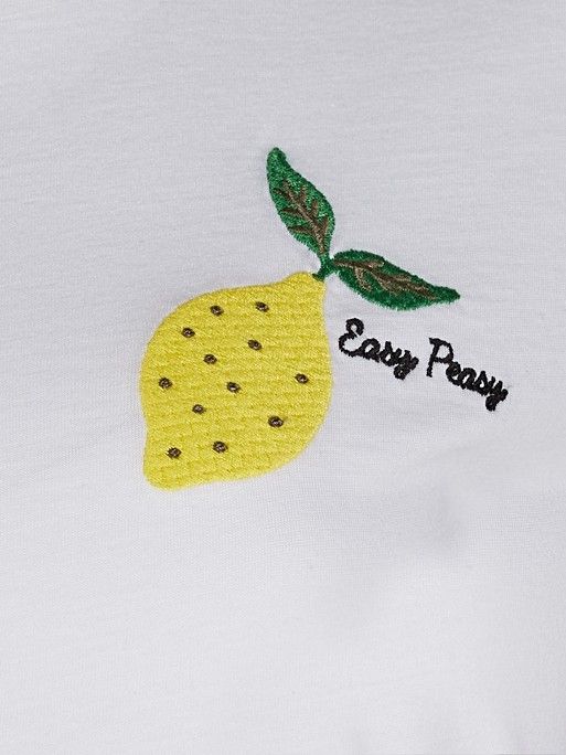 Easy Peasy Lemon White Cotton T-Shirt | Oliver Bonas