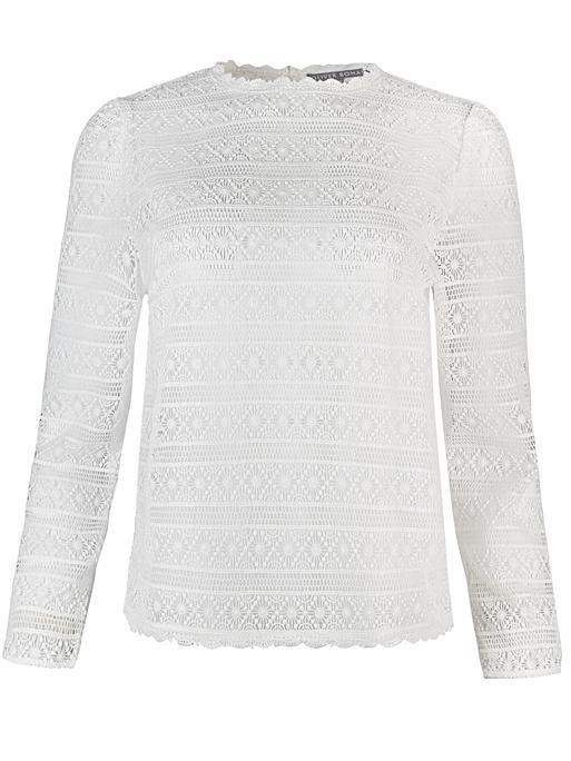 Lace Sheer White Long Sleeve Top Oliver Bonas