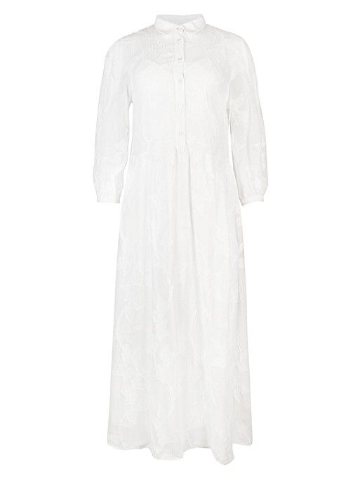 Floral Interest White Maxi Shirt Dress | Oliver Bonas