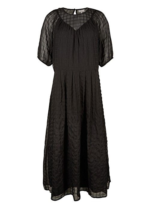 Textured Square Check Black Midi Dress | Oliver Bonas