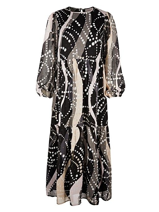 Abstract Sparkle Spot Print Black Midi Dress | Oliver Bonas