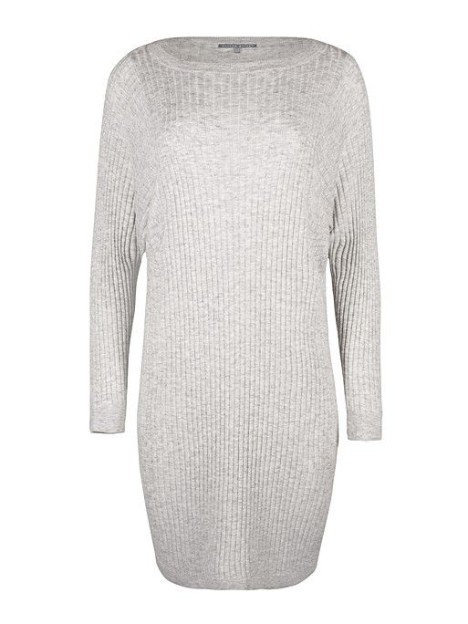 Flat Rib Grey Knitted Jumper Dress | Oliver Bonas