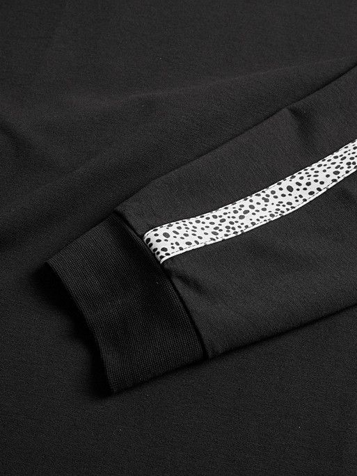 Mono Animal Spot Tape Black Sweatshirt Jumper Dress | Oliver Bonas