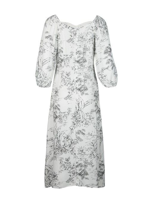 Toile Print White Midi Dress | Oliver Bonas