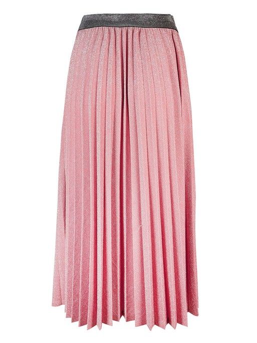 Sparkle Pink Pleated Midi Skirt | Oliver Bonas