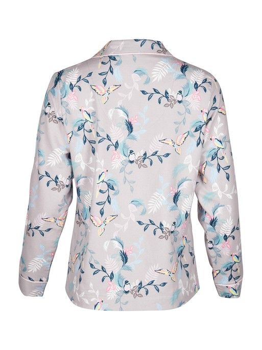 Winter Birdy Print Grey Pyjama Set | Oliver Bonas