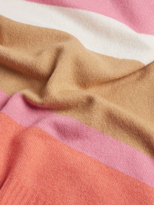 Colour Block Striped Pink Soft Touch Knitted Jumper | Oliver Bonas