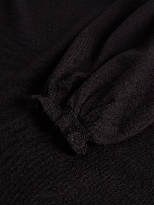 Frill Detail Black Knitted Jumper | Oliver Bonas