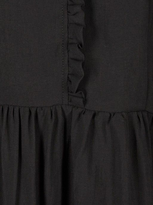 Frill Trim Black Tiered Midi Dress | Oliver Bonas