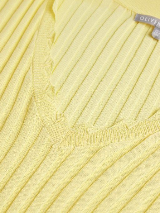 Ribbed Polo Collar Yellow Knitted Top | Oliver Bonas