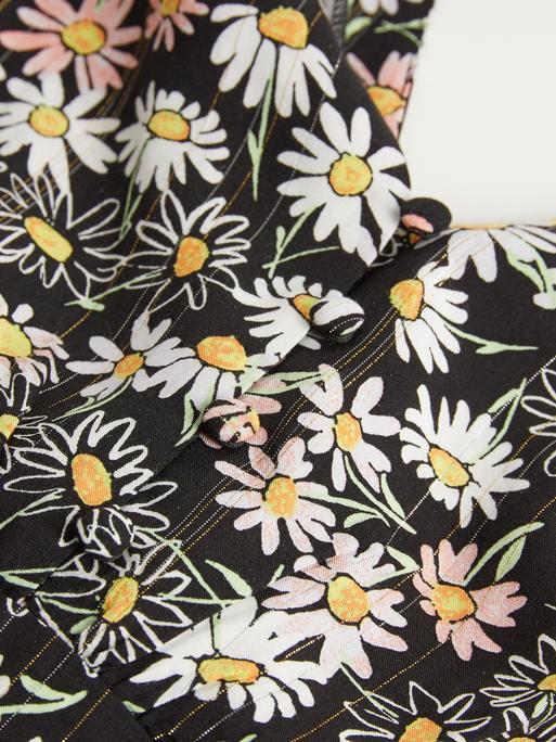 Vintage Daisy Floral Print Black Jumpsuit Oliver Bonas