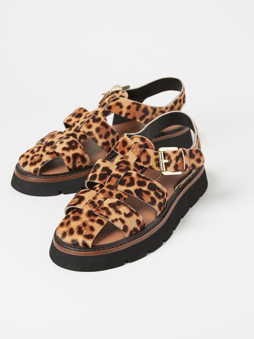 leather leopard sandals