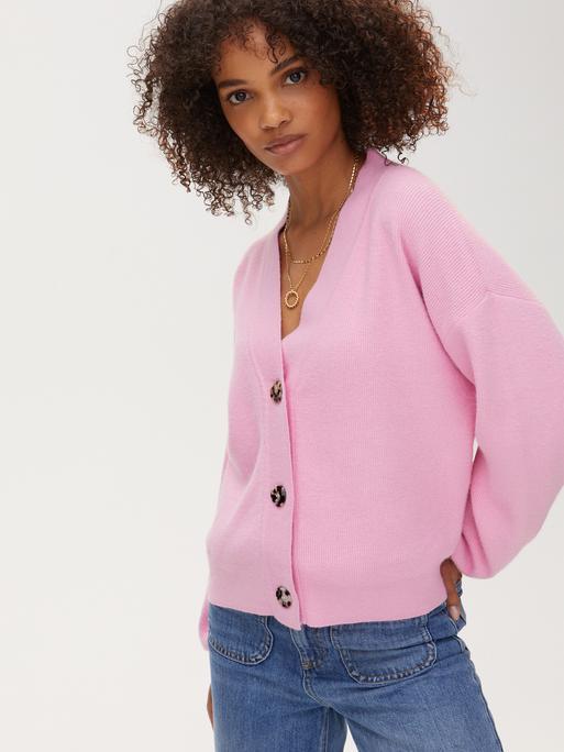 Button Through Pink Knitted Cardigan 
