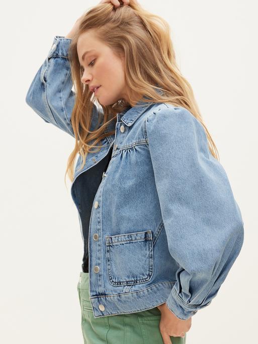 Mid Wash Blue Denim Jacket, Size 4