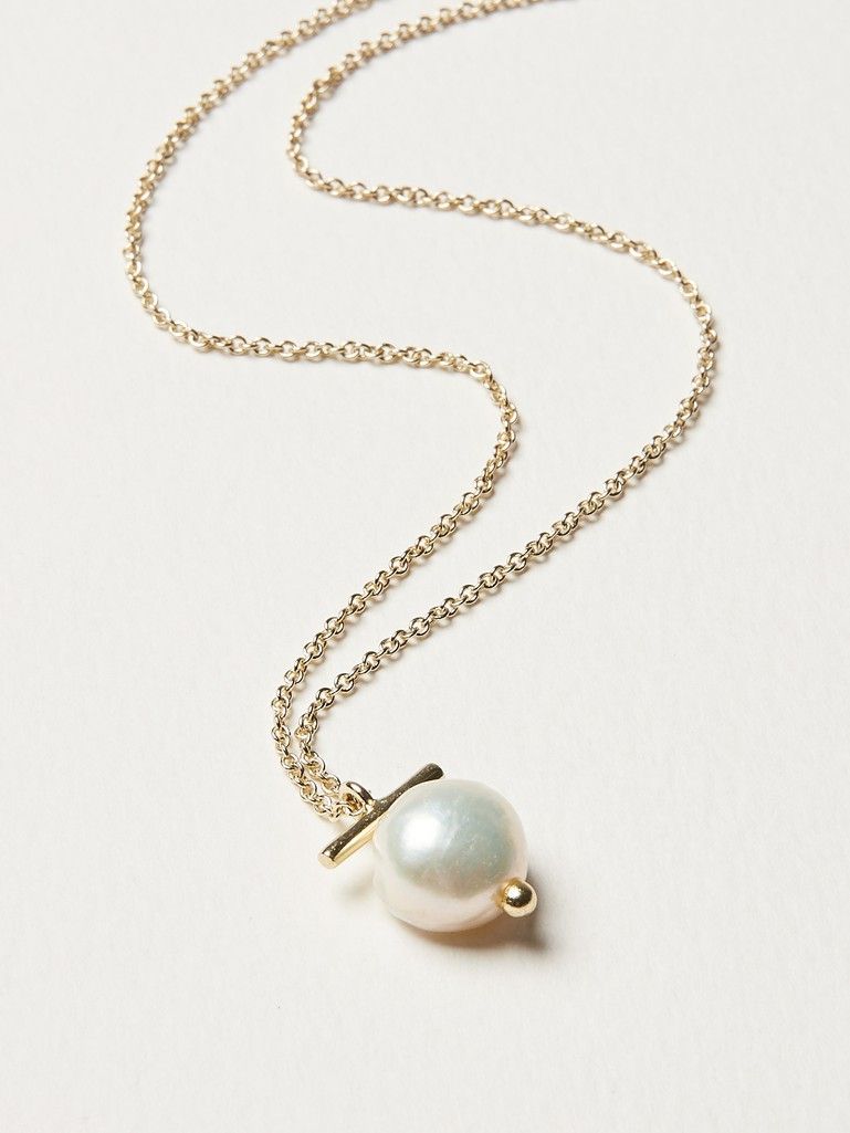 undefined | Pearl & Bar Gold Plated Pendant Necklace