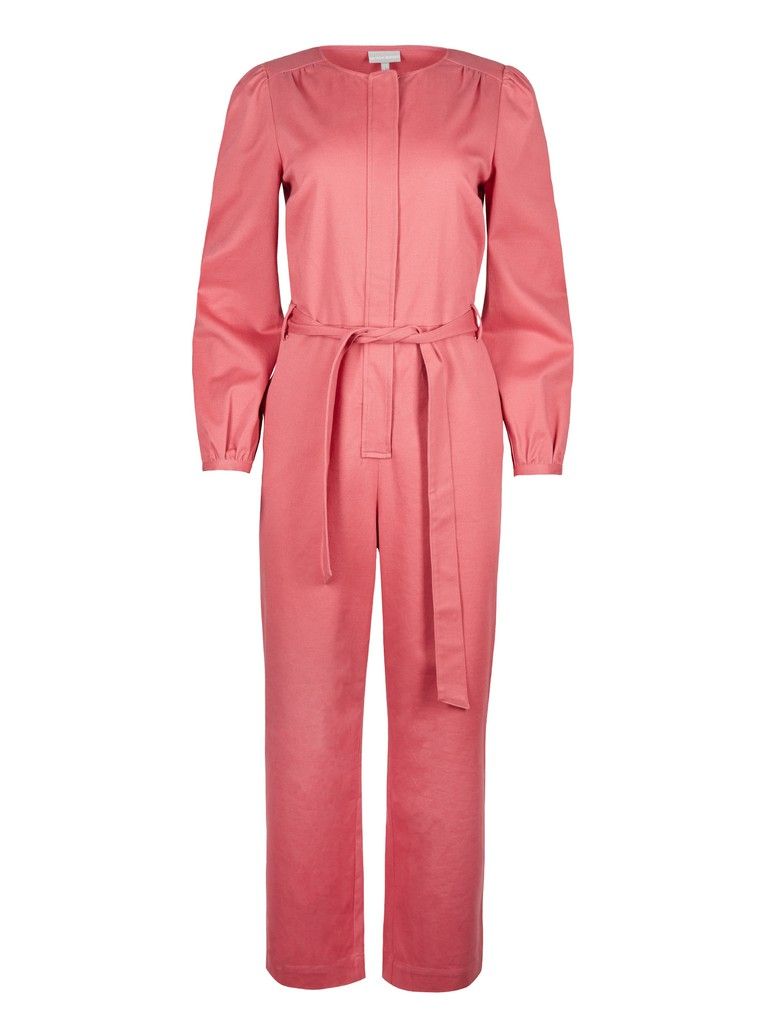 Utility Twill Pink Long Sleeve Jumpsuit